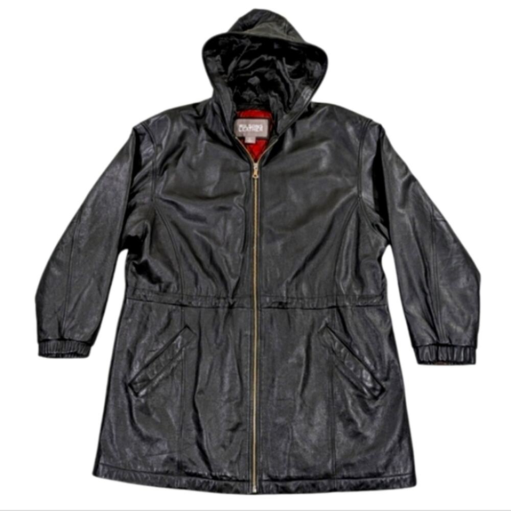 Wilson's 80's Vintage Leather Hooded Jacket GUC Size L    WF170